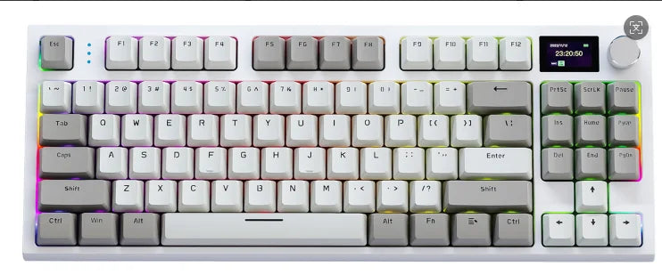 ATTACK SHARK K86 Mechanical Keyboard with Metal Knob, TFT Smart Color Screen, 87-key Layout, RGB Lighting, and Three-mode Connection