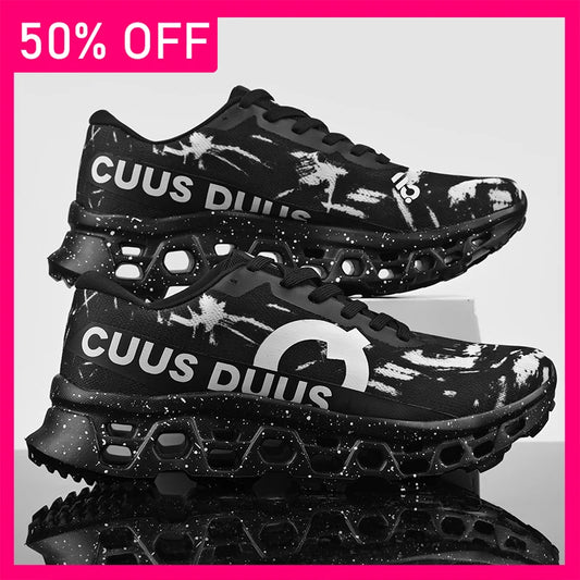 Men Sports Shoes Shock-absorbing Jogging Anti Slip Breathable Mesh Soft Soled Running Shoes Outdoor Fitness Lace Up Sports Shoes