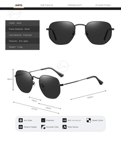 LM Kvinder Hexagon Solbriller Mænd Retro Polariserede Kørselsbelagte Spejlbriller UV400 Briller gafas de sol