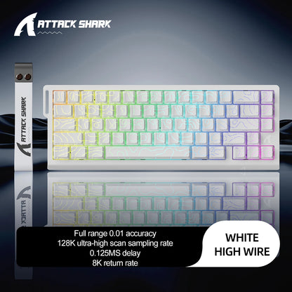 ATTACK SHARK X68HE X68Pro He Magnetische mechanische Tastatur für Pro-Gaming 0.01mm Rapid Trigger 8000Hz SOCD/Rs 0.125ms 128K Rate
