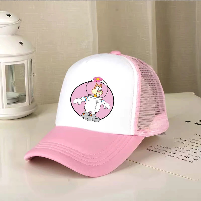 Cute SpongeBobs Baseball Cap Movie Cartoon Round Role Boy Girl Kids Adult Sport Casual Sunshade Adjustable Anime Peaked Mesh Hat
