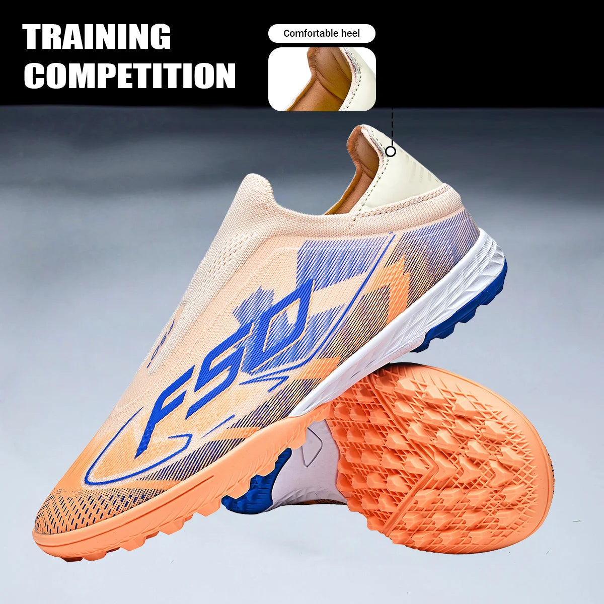 Professional TF Soccer Boots Unisex Youth Adult PU Fabric Upper Rubber Sole Non-Slip Training Cleats