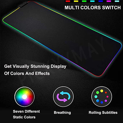 World Of Warcraft RGB Mousepad Large Gaming Mousepads Luminous Mouse Pad WOW Big Desk Pad LED Mouse Mat Backlit Keyboard Mats