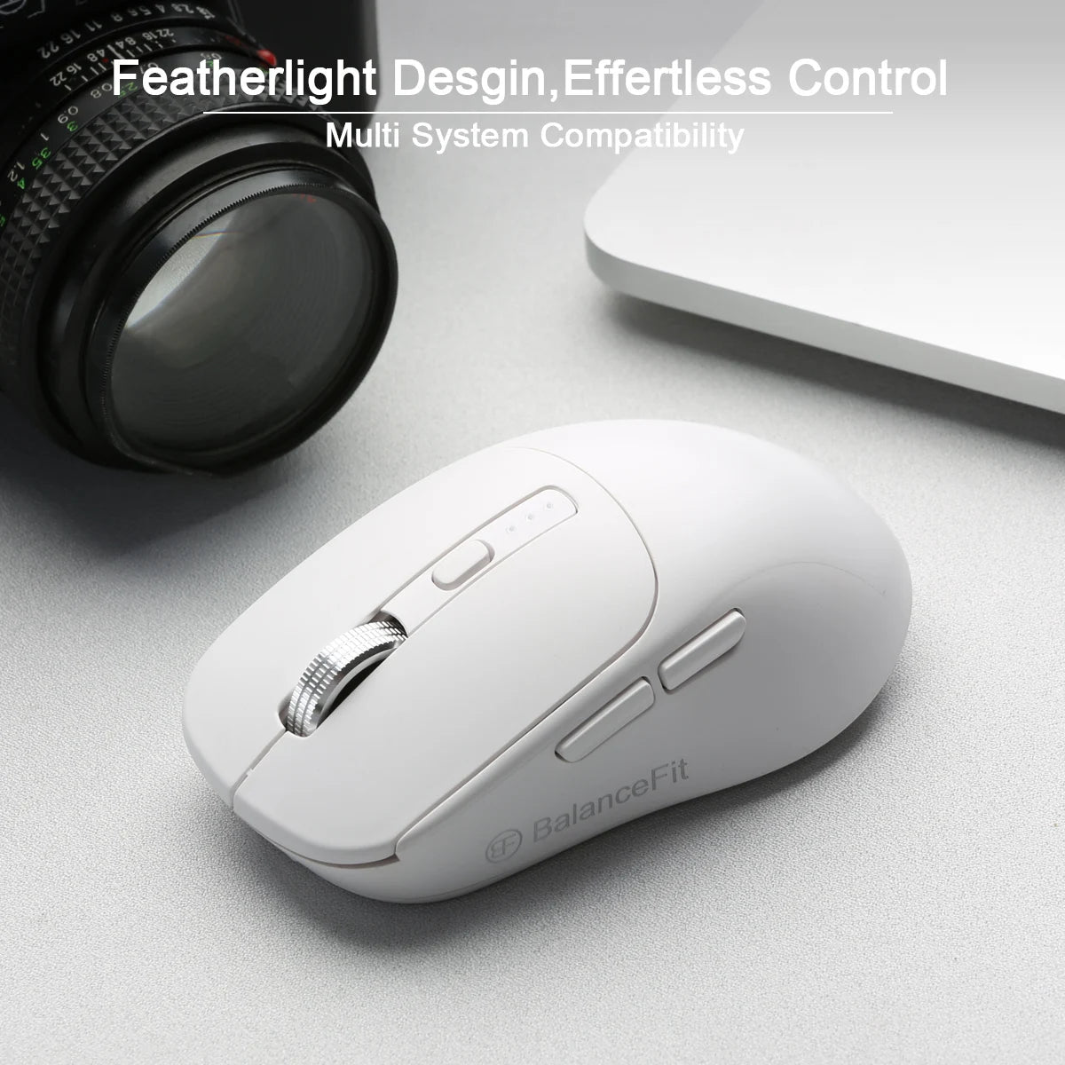 BalanceFit Bluetooth Wireless Mouse 5.2, Rechargeable Ergonomic Wireless Mouse with USB 2.4GHz for Laptop, MacBook, iPad, PC & Tablet