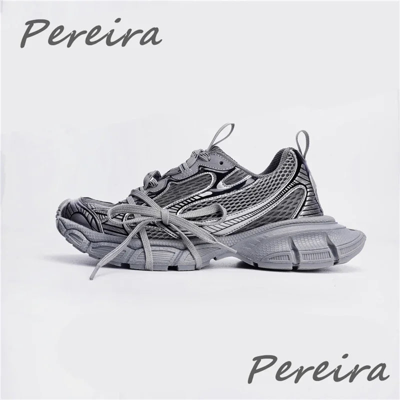 Street Style Thick Sole Men Sneakers New Mixed Colors Lace-Up Couple Casual Shoes Comfortable Breathable Running Walking Shoes