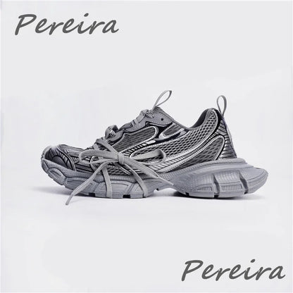 Street Style Thick Sole Men Sneakers New Mixed Colors Lace-Up Couple Casual Shoes Comfortable Breathable Running Walking Shoes