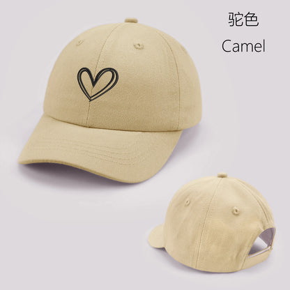 Cartoon heart-shaped Baby Baseball Cap Cute Solid Color Toddler Sun Hat with Ears Summer Adjustable Kids Boy Girl Peaked Cap ﻿