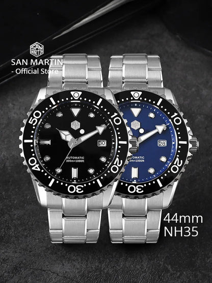San Martin New 40-44mm Luxury Men's Diver Watch Classic High Quality NH35 YN55 Automatic Mechanical Sapphire BGW-X1 20Bar SN0009
