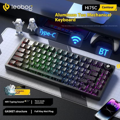 LEOBOG Hi75C Mechanische Tastatur 3Mode/Kabelgebundenes Kit Hot-Swap mit Drehknopf RGB Aluminiumlegierung Gasket Hi75C Tastatur-Kit PC Custom Geschenk