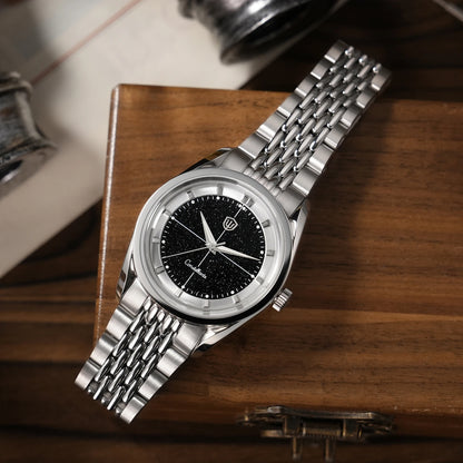 Watchdives WD1954 Classic Black Quartz Watch 36Mm Sandstone Dial VH31 Watch Luminous Waterproof Brushing 316L Steel Luxury Watch