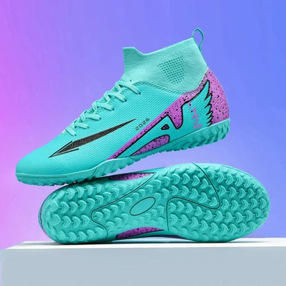 Nouvelles chaussures de football pour hommes, chaussures de sport d'extérieur, ultra-légères, de haute qualité, à cheville haute, chaussures de football en salle antidérapantes, futsal antidérapant.