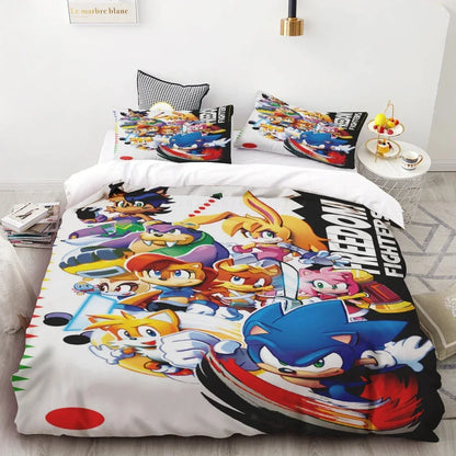 Dynebetræk Sonic 3D Eksklusivt tegneserie-anime-sengetøjssæt med digitaltryk til ungdom, hjem og børn – drenge