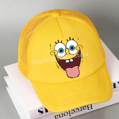 SpongeBobs Baseball Cap Kids Adult Kawaii Expression Sun Hat Summer Breathable Mesh Sunbonnet Outdoor Sports Headgear Gift New