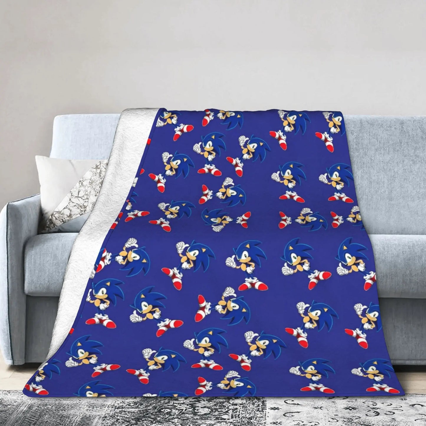 Shadow Game Blanket Soniced Cartoon Flannel Throw Blankets Summer Air Conditioning Decoration Lightweight Bedspreads