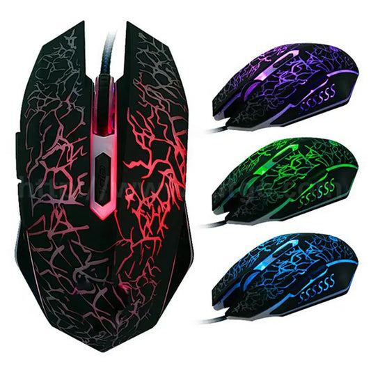 2400 DPI USB-trådbunden gamingmus med LED-bakgrundsbelysning – professionell gamermus, ergonomisk datormus för PC, laptop och Macbook