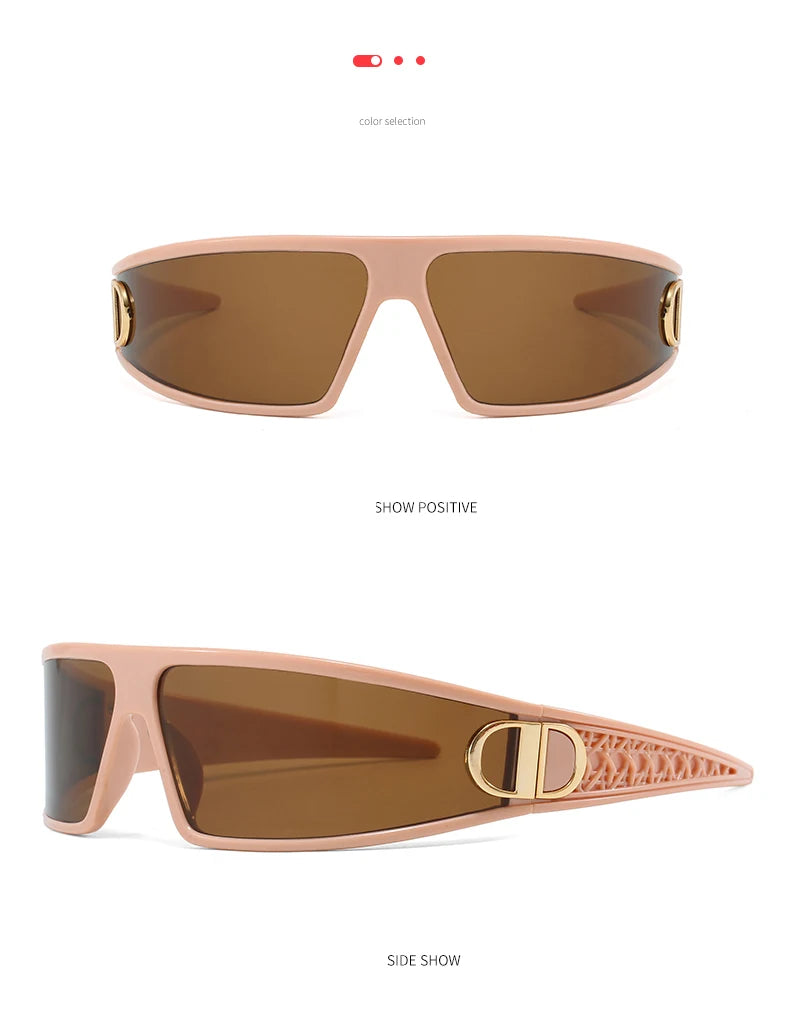 2pcs Luxury Headband Sunglasses Internet Celebrity Personalized Street Photography Concave Styling Outdoor UV Resistant Glasses