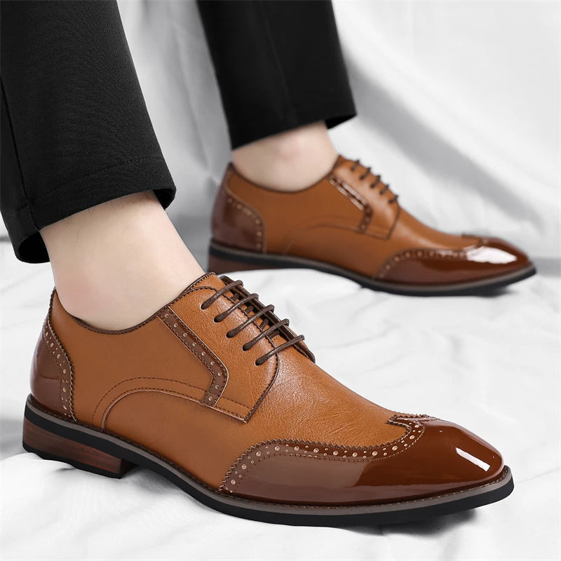 PU Leather Men's Oxford Shoes Heightened Formal Casual Shoes Business Male Suit Shoes New Design Derby Footwear Walking Sneakers