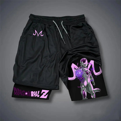 Dragon Ball Majin Buu & Goku American Sports Shorts for Men Summer Comfortable Double Layer Breathable Loose Fit Pants