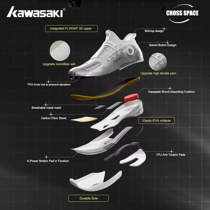 Zapatillas profesionales de bádminton Kawasaki King Series 2.0 para hombre y mujer, deportivas antitorsión originales, zapatillas de tenis para hombre, sneakers A3311