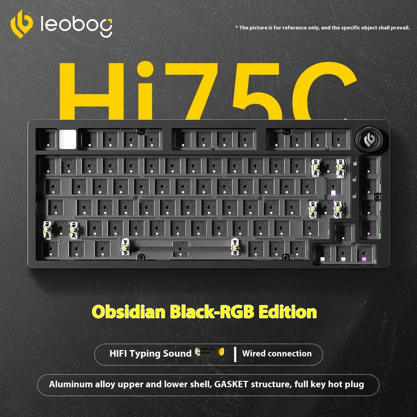 LEOBOG Hi75C Mechanische Tastatur 3Mode/Kabelgebundenes Kit Hot-Swap mit Drehknopf RGB Aluminiumlegierung Gasket Hi75C Tastatur-Kit PC Custom Geschenk