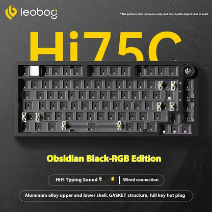 LEOBOG Hi75C Mechanische Tastatur 3Mode/Kabelgebundenes Kit Hot-Swap mit Drehknopf RGB Aluminiumlegierung Gasket Hi75C Tastatur-Kit PC Custom Geschenk
