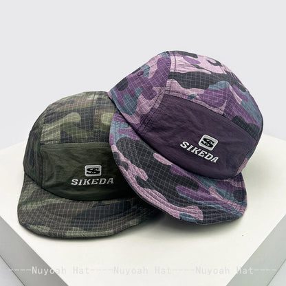 Unisexové kšiltovky CAMO s rychleschnoucí výšivkou písmen, sluneční kšiltovky s barevnými bloky, prodyšné osobní kšiltovky s šikmým kšiltem, univerzální kšiltovky