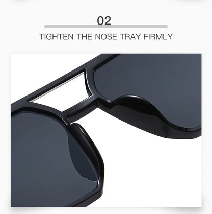 2pcs Trendy Metal Polygonal Pilot Women Sunglasses Luxury Double Beam Men Sunglass Outdoor Driving Shade Sunglasses Unisex UV400