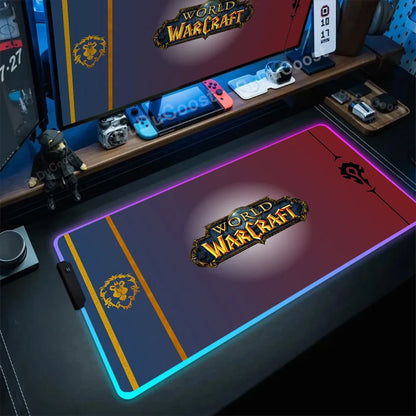 RGB Mouse Pad Game World Of Warcraft Large Table Pad Computer Accessories XXL Laptop Antislip Keyboard Pad LED Backlight Deskmat
