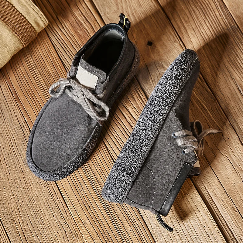 Luxury Brand Men Suede Leather Casual Shoes Genuine Leather Natural Handmade Anti-Skid Design Spring Autumn