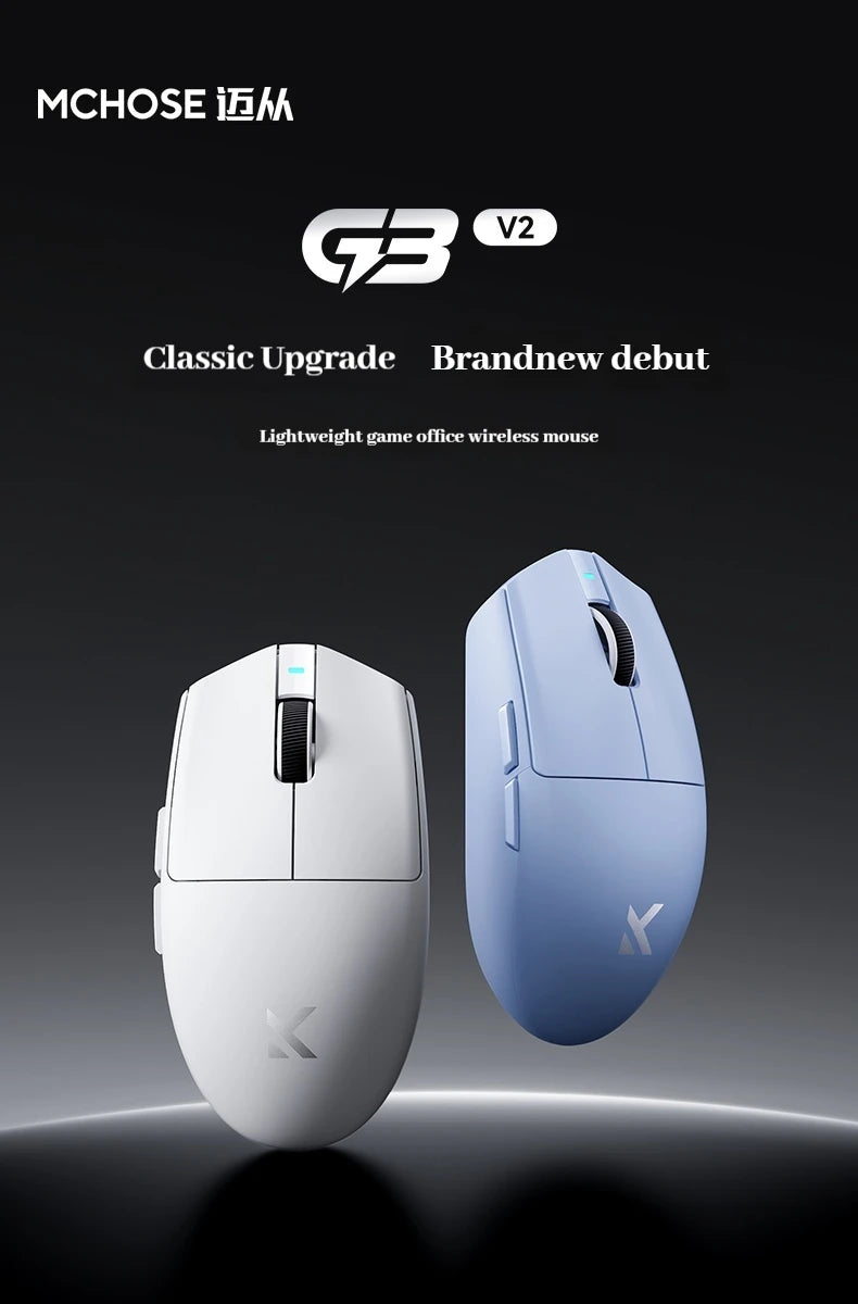 Mouse da gaming wireless MCHOSE G3 V2 Pro Tri-Mode Bluetooth 800mAh ricaricabile, leggero, con ergonomia personalizzata per esports