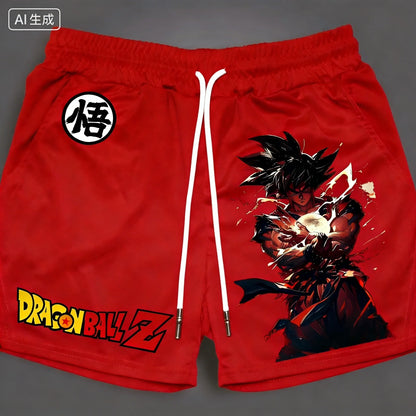 Dragon Ball Goku Vegeta Anime Printed Double Layer Shorts 2026 American Summer Men's Women's Fashion Sports Shorts Fans Gifts