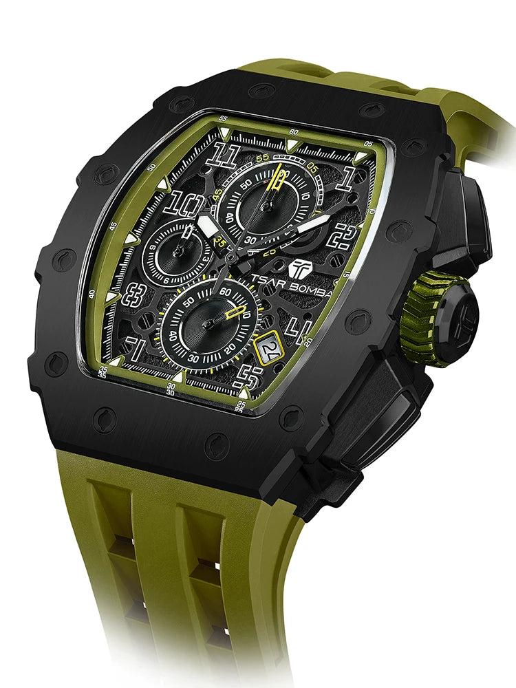 Relógio TSAR BOMBA New TB8204 para Homem, Quartzo Japonês, Cronógrafo, 50M à Prova de Água, Estilo Desportivo, Relógio de Pulso Masculino de Luxo, Presente para Homem