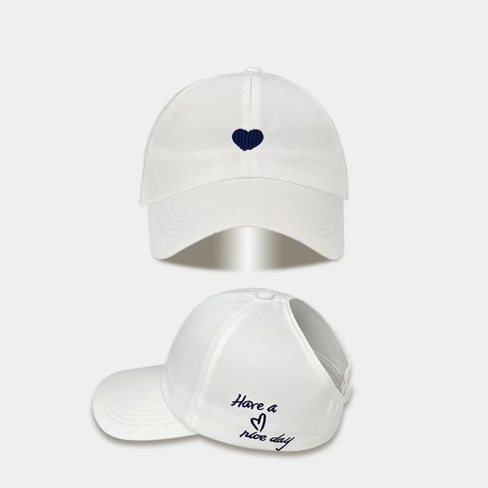 New Love Heart Baseball Cap Female High Ponytail Hat Hollow Empty Top Sun Protection Outdoor Sport Visor Adjustable Travel Cap