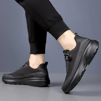 Zapatillas deportivas de running para hombre, ligeras, cómodas y versátiles, de color liso y con cierre ajustable para montañismo