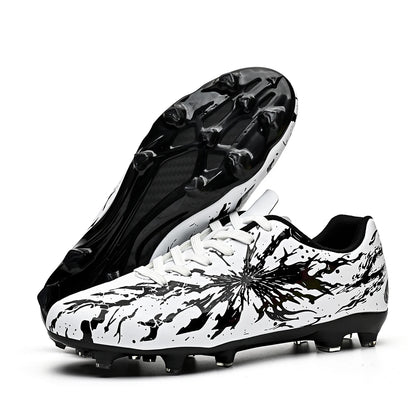 Chaussures de football pour hommes, modèle AG FG Hybrid, avec crampons, tige en PU confortable et semelle absorbant les chocs, idéales pour l’entraînement sur gazon naturel.