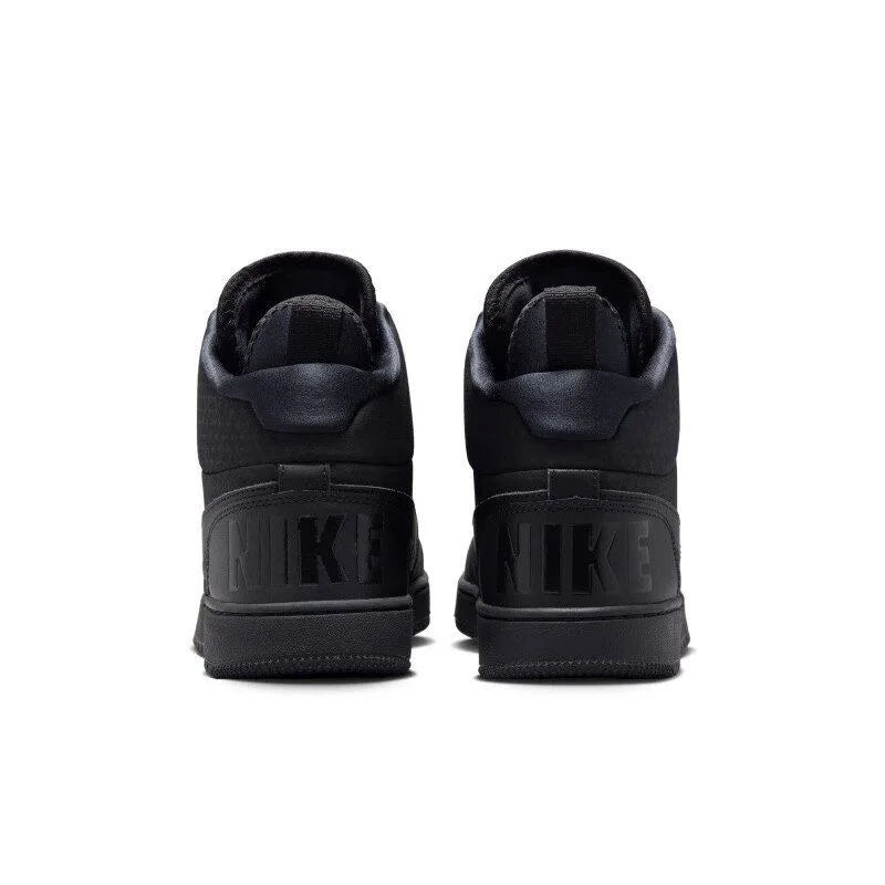 Nike Court Borough Mid Solid Color Versatile Fashionable Leather Mid-Top Men's Black Sneakers Aa0547-002