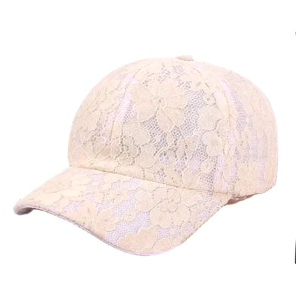 Czapki baseballowe dla kobiet na wiosnę i lato w stylu księżniczki, z koronką, haftem i siateczką w kwiaty, przewiewne czapki damskie typu snapback dla młodych dziewcząt BQ091