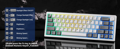YUNZII AL68 Silver Aluminum Mechanical Gaming Keyboard, QMK/VIA Wireless Keyboard, Hot Swap Gasket Custom Keyboard with Knob
