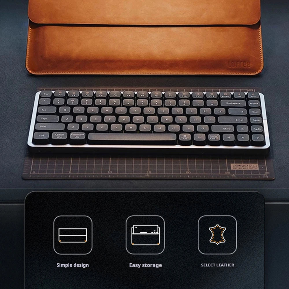 Lofree Flow Lite Wireless Mechanical Keyboard&PU Bag Lighter&Silenter POM Switch 2.4G Bluetooth&Wired Office Typing Gasket 84key