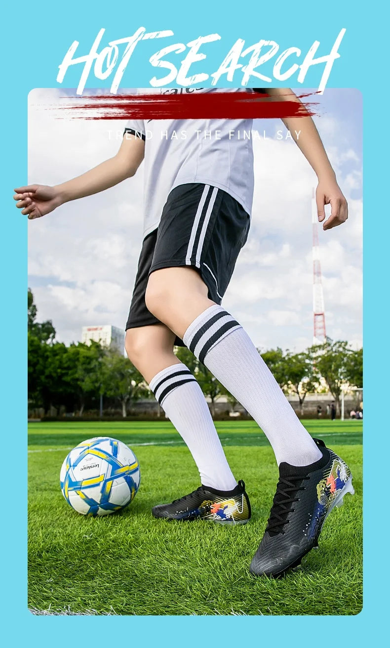 New Men Soccer Shoes FG Non-Slip Long Spikes Football Boots Soccer Cleats Training Shoes Match Ultralight Outdoor Drop Shipping