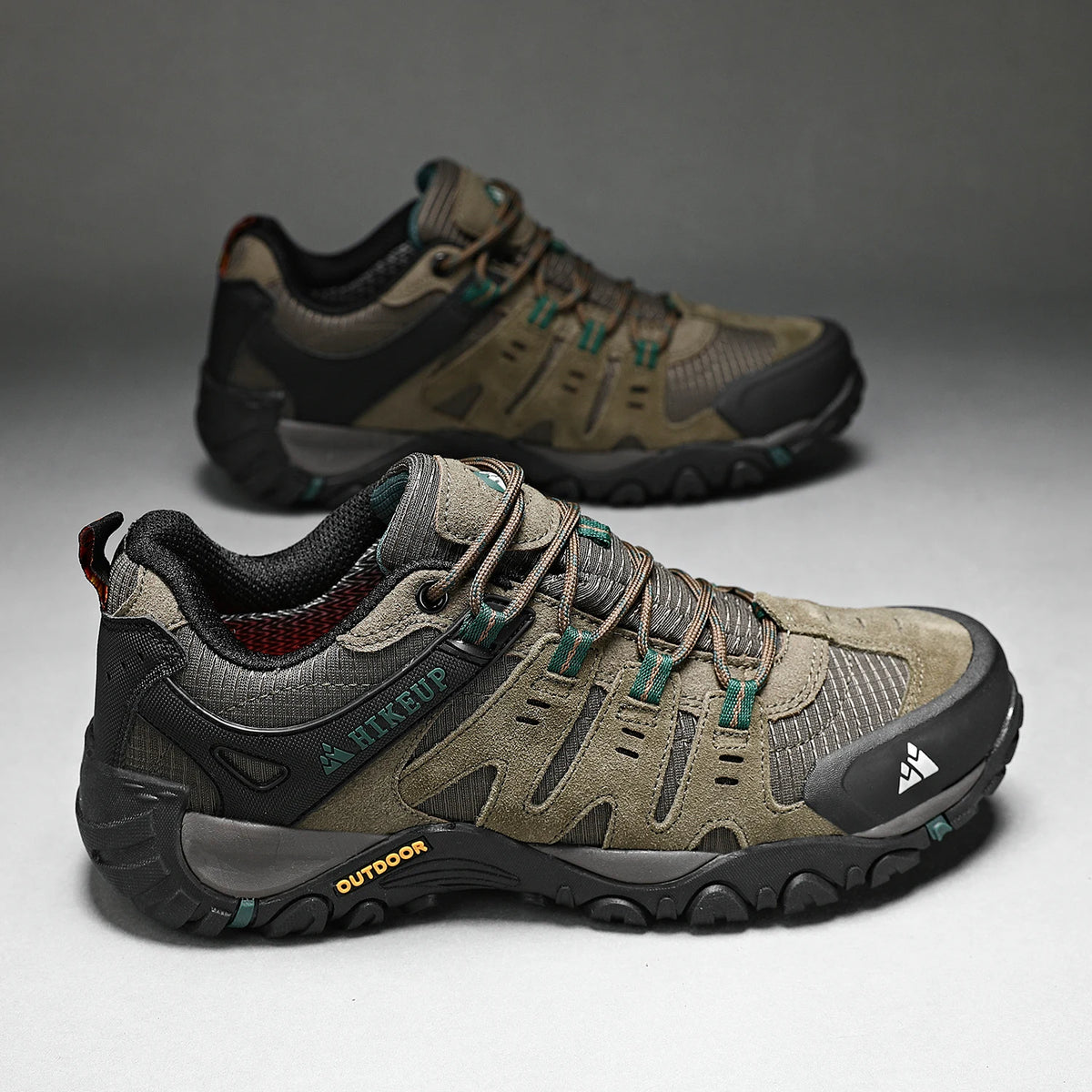 HIKEUP Herre-vandresko i ruskind, udendørssko, slidstærke herresko til trekking, vandring, jagt og taktiske sneakers
