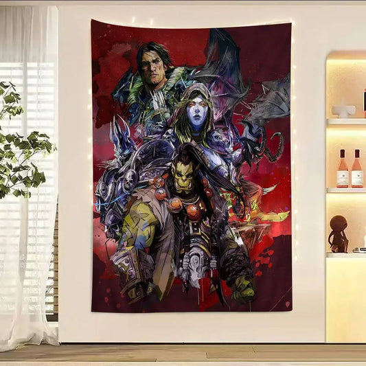 Hot Game World Of Warcraft-bedrukte grote wandtapijt goedkope hippie-wanddecoratie bohemian wandtapijten mandala woondecoratie
