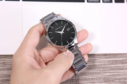 Hannah Martin men’s watch, stainless steel case, quartz movement, 41 mm dial, business style, with calendar display (imitation)