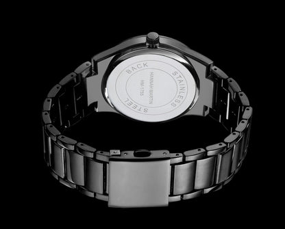 Hannah Martin men’s watch, stainless steel case, quartz movement, 41 mm dial, business style, with calendar display (imitation)