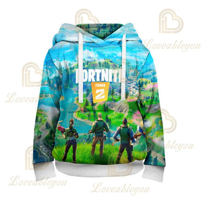 Mikina s kapucí Fortnite s 3D potiskem, plus size, mikina s kapucí / tričko pro děti, módní streetwearová mikina, ležérní bunda