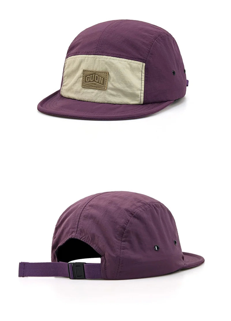 Zomerse, dunne, ademende en sneldrogende baseballpet voor mannen en vrouwen, voor outdooravonturen en bescherming tegen de zon, met korte klep en 5 flappen, geschikt voor wandeltochten