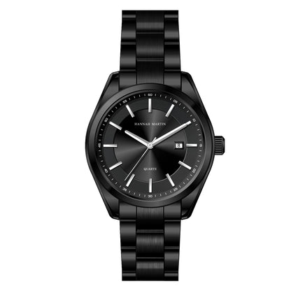 HANNAH MARTIN kvartsur, 40 mm, för män, svart armband i rostfritt stål, vattentätt till 3 bar, sport-chic-stil