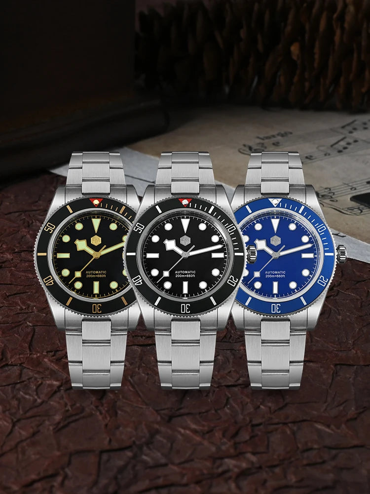San Martin 40mm Aluminum Bezel NH35 BB58 Automatic Watches For Men Dive Wristwatch 20ATM Sapphire Luminous Reloj SN0008D