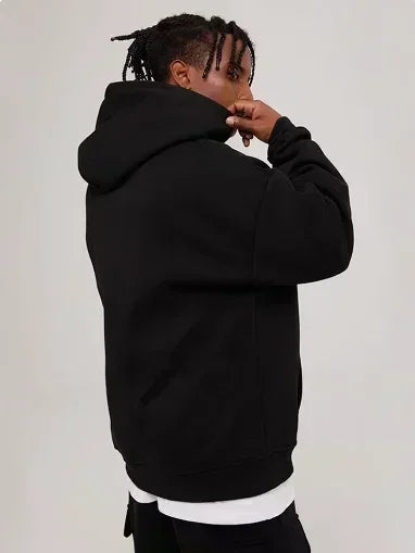 Conjunto de sudadera con capucha negra Dragon Ball Z Frieza Golden Form con estampado trasero de efecto de energía morada en algodón y diseño con logotipo M