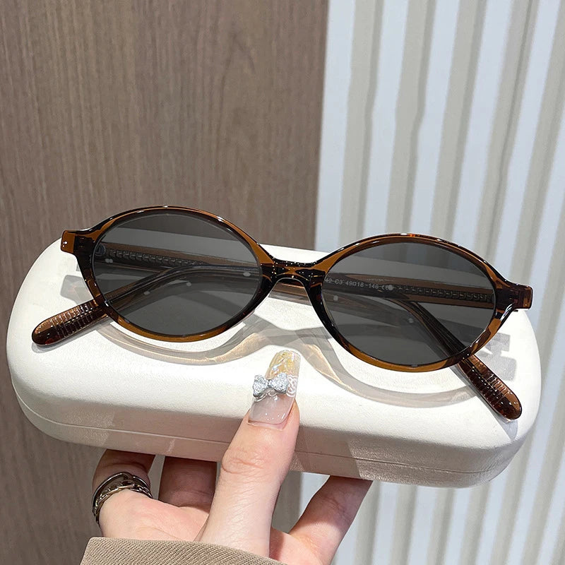VICKY Simple Geometric Oval Small Frame Retro Design Women's Polarized Sunglasses UV Protection Customizable Prescription K9142
